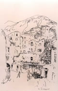 Verso Valle dei Mullini, anni ’70, disegno su carta, Napoli, collezione privata